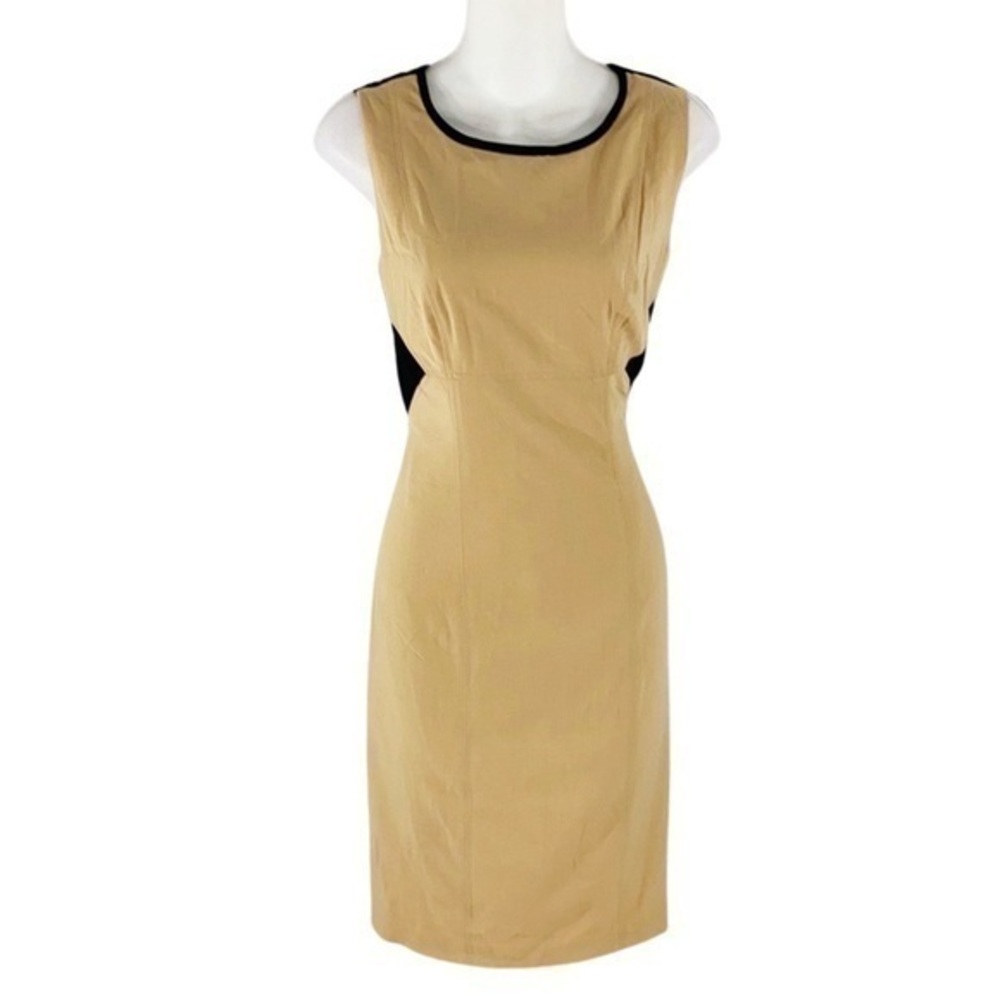 Calvin Klein tan black colorblock sheath dress KK12